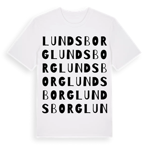 Lundsborg ordlek t-shirt – ekologisk bomull t-shirt från Pinshirt