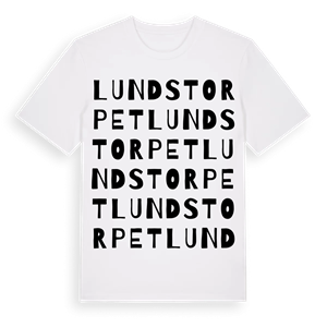 Lundstorpet ordlek t-shirt – ekologisk bomull t-shirt från PinShirt