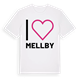 White t-shirt med Jag älskar Mellby t-shirt stort tryck