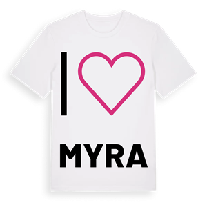 Jag älskar Myra t-shirt stort tryck – ekologisk bomull t-shirt från PinShirt