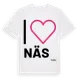 White t-shirt med Jag älskar Näs t-shirt stort tryck