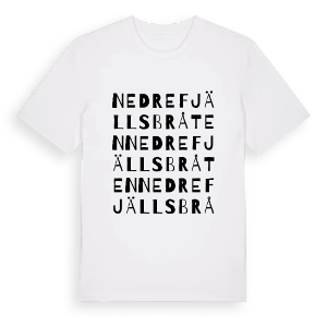 Nedre Fjällsbråten ordlek t-shirt – ekologisk bomull t-shirt från PinShirt