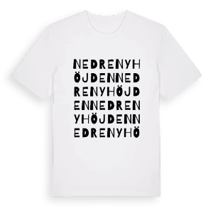 Nedre Nyhöjden ordlek t-shirt – ekologisk bomull t-shirt från PinShirt