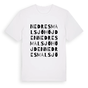 Nedre Smalsjöhöjden ordlek t-shirt – ekologisk bomull t-shirt från PinShirt