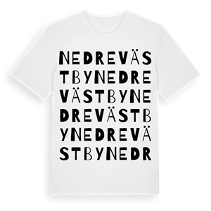 Nedre Västby ordlek t-shirt – ekologisk bomull t-shirt från PinShirt