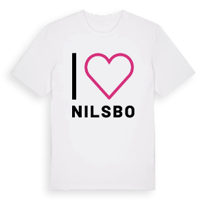 Jag älskar Nilsbo t-shirt stort tryck – ekologisk bomull t-shirt från PinShirt