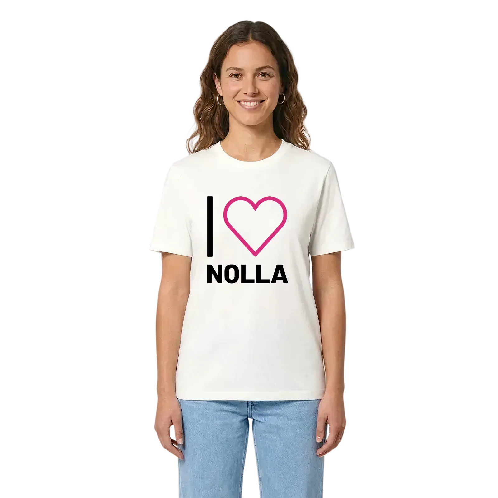 Jag älskar Nolla t-shirt stort tryck – White, i miljö