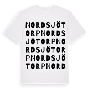 Nordsjötorp ordlek t-shirt – ekologisk bomull t-shirt från Pinshirt