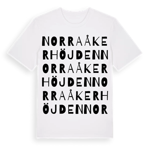 Norra Åkerhöjden ordlek t-shirt – ekologisk bomull t-shirt från PinShirt
