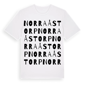 Norra Åstorp ordlek t-shirt – ekologisk bomull t-shirt från PinShirt