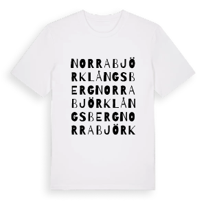 Norra Björklångsberg ordlek t-shirt – ekologisk bomull t-shirt från PinShirt