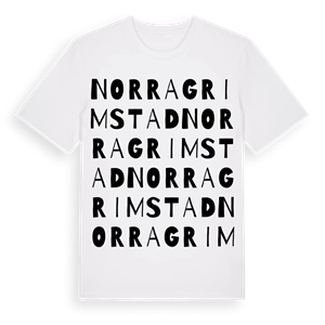 Norra Grimstad ordlek t-shirt – ekologisk bomull t-shirt från PinShirt
