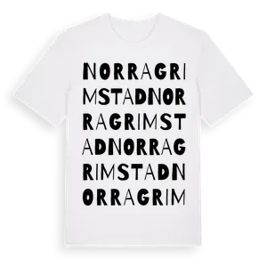 Norra Grimstad ordlek t-shirt – ekologisk bomull t-shirt från Pinshirt