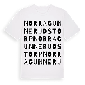 Norra Gunnerudstorp ordlek t-shirt – ekologisk bomull t-shirt från PinShirt