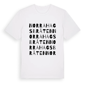 Norra Hagsbråten ordlek t-shirt – ekologisk bomull t-shirt från PinShirt