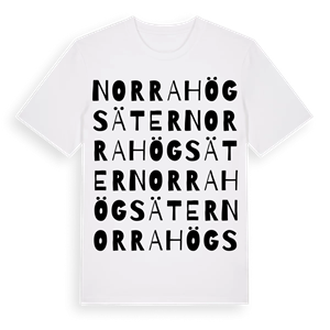 Norra Högsäter ordlek t-shirt – ekologisk bomull t-shirt från Pinshirt