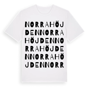 Norra Höjden ordlek t-shirt – ekologisk bomull t-shirt från PinShirt