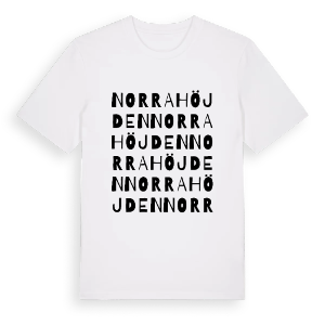 Norra Höjden ordlek t-shirt – ekologisk bomull t-shirt från PinShirt