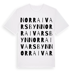 Norra Ivarsbyn ordlek t-shirt – ekologisk bomull t-shirt från Pinshirt