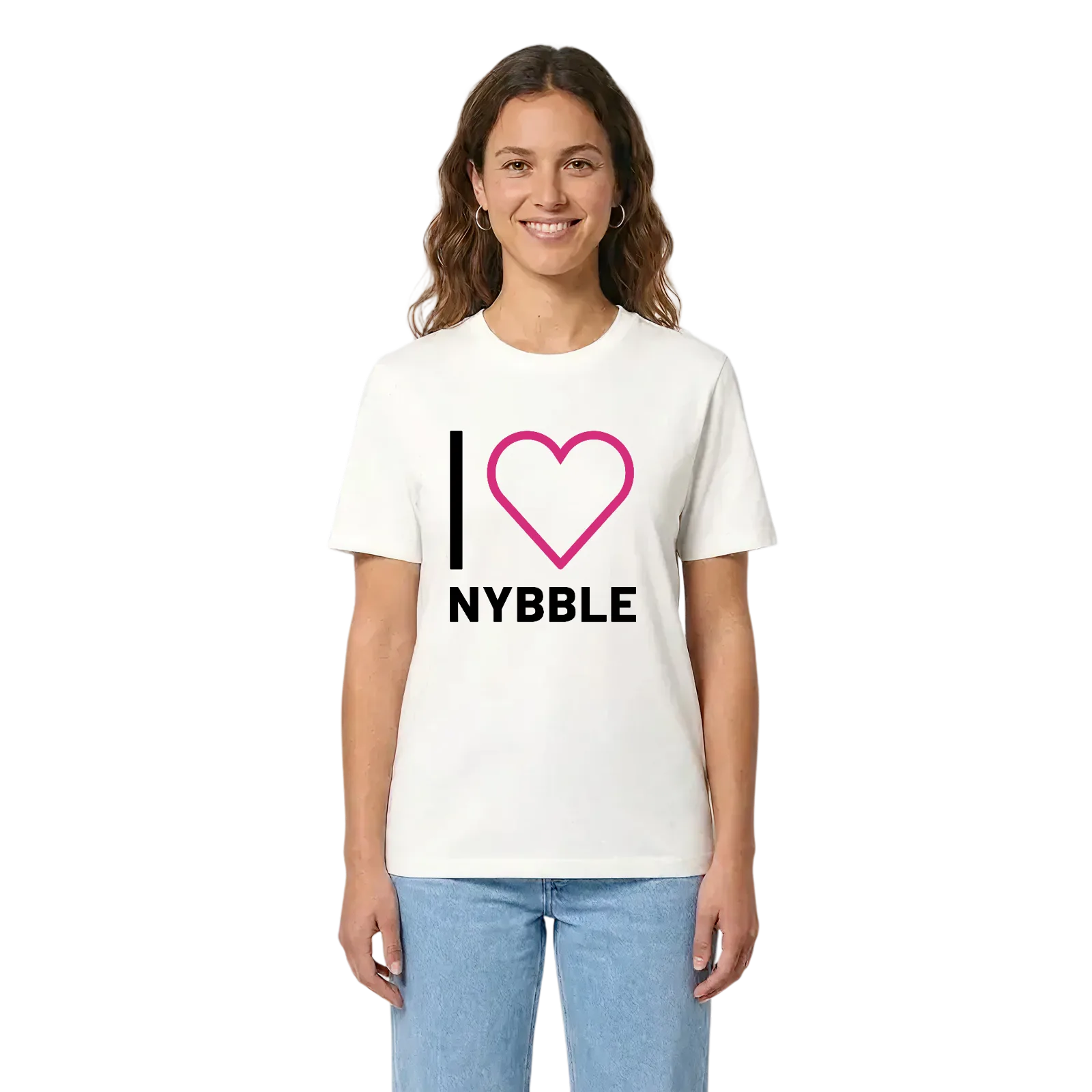 Jag älskar Nybble t-shirt stort tryck – White, i miljö