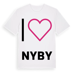 Jag älskar Nyby t-shirt stort tryck – ekologisk bomull t-shirt från PinShirt