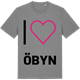 Mid Heather Gray t-shirt med Jag älskar Öbyn t-shirt stort tryck