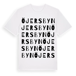 Öjersbyn ordlek t-shirt – ekologisk bomull t-shirt från PinShirt