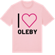 Pink Cotton t-shirt med Jag älskar Oleby t-shirt stort tryck