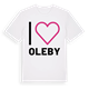 White t-shirt med Jag älskar Oleby t-shirt stort tryck
