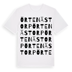 Örtenästorp ordlek t-shirt – ekologisk bomull t-shirt från PinShirt