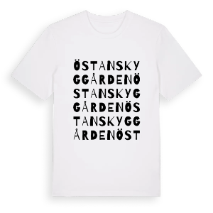 Östan Skyggården ordlek t-shirt – ekologisk bomull t-shirt från PinShirt