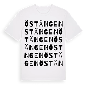 Östängen ordlek t-shirt – ekologisk bomull t-shirt från PinShirt