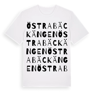 Östra Bäckängen ordlek t-shirt – ekologisk bomull t-shirt från PinShirt