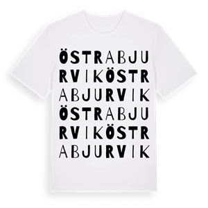 Östra Bjurvik ordlek t-shirt – ekologisk bomull t-shirt från Pinshirt
