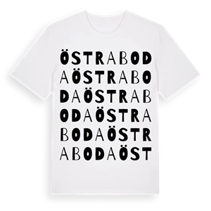 Östra Boda ordlek t-shirt – ekologisk bomull t-shirt från PinShirt
