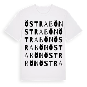 Östra Bön ordlek t-shirt – ekologisk bomull t-shirt från PinShirt