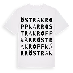 Östra Kroppkärr ordlek t-shirt – ekologisk bomull t-shirt från Pinshirt