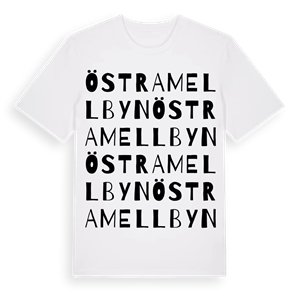 Östra Mellbyn ordlek t-shirt – ekologisk bomull t-shirt från Pinshirt