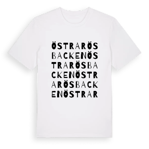 Östra Rösbacken ordlek t-shirt – ekologisk bomull t-shirt från PinShirt