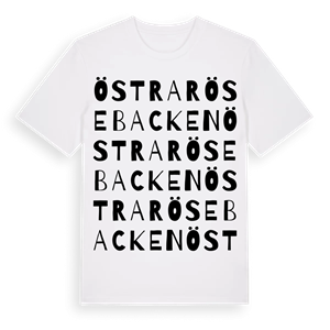 Östra Rösebacken ordlek t-shirt – ekologisk bomull t-shirt från PinShirt