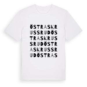 Östra Skrussrud ordlek t-shirt – ekologisk bomull t-shirt från PinShirt