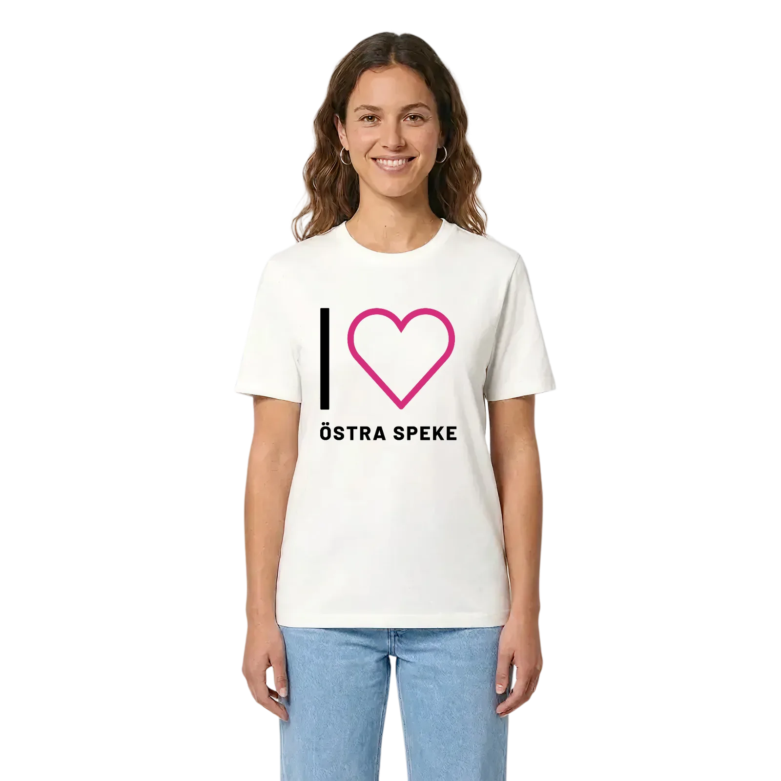 Jag älskar Östra Speke t-shirt stort tryck – White, i miljö