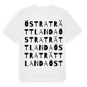 Östra Trättlanda ordlek t-shirt – ekologisk bomull t-shirt från Pinshirt