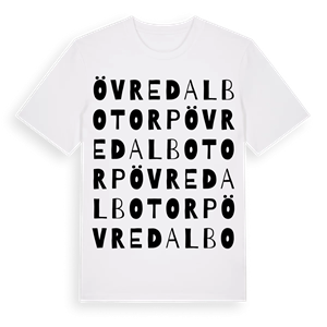 Övre Dalbotorp ordlek t-shirt – ekologisk bomull t-shirt från PinShirt