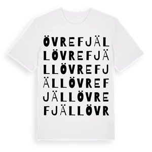 Övre Fjäll ordlek t-shirt – ekologisk bomull t-shirt från Pinshirt