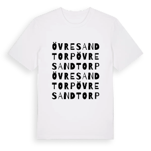 Övre Sandtorp ordlek t-shirt – ekologisk bomull t-shirt från PinShirt