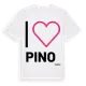 White t-shirt med Jag älskar Pino t-shirt stort tryck