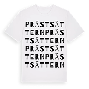 Prästsättern ordlek t-shirt – ekologisk bomull t-shirt från PinShirt