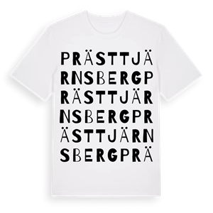 Prästtjärnsberg ordlek t-shirt – ekologisk bomull t-shirt från PinShirt