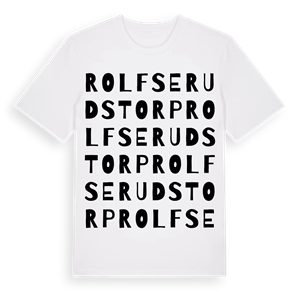 Rolfserudstorp ordlek t-shirt – ekologisk bomull t-shirt från Pinshirt